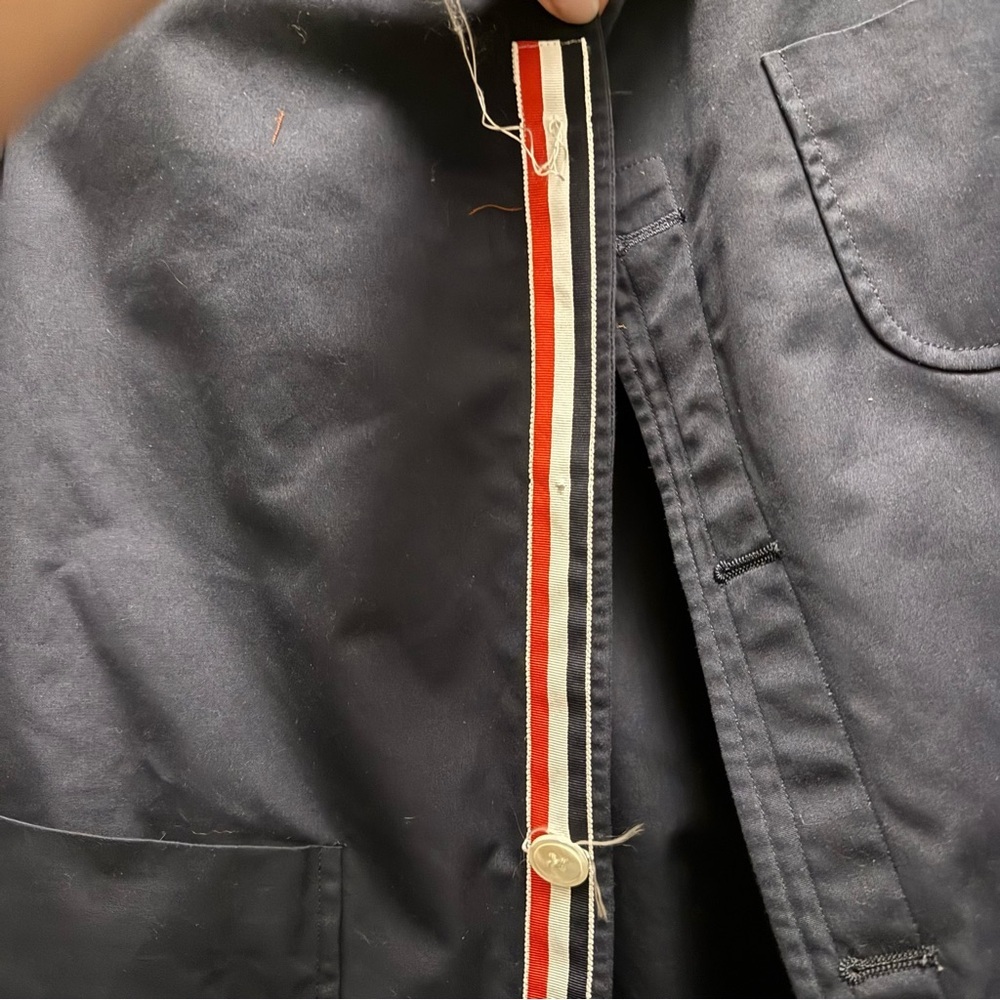 Thom Browne Dark Blue Men's Jacket with Red Accents - Picture 10 of 13